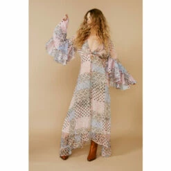 NastyGal Chiffon Printed Ruffle Sleeve Maxi Dress For Female