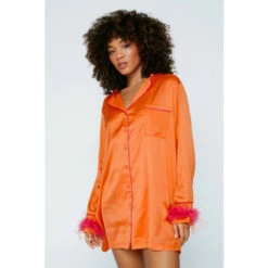 NastyGal Ombre Feather Cuff Night Shirt For Female