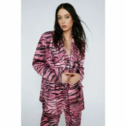 NastyGal Premium Velvet Abstract Zebra Blazer For Female