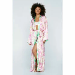 NastyGal Satin Floral Reversible Maxi Robe For Female