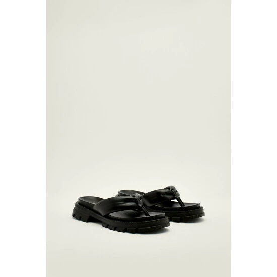 NastyGal Leather Cleated Toe Thong Sandals For Female - Image 4