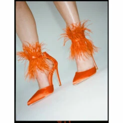 NastyGal Court Heels With Feather Trims For Female