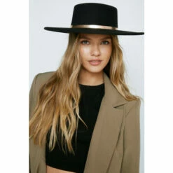 NastyGal Gold Trim Fedora Hat For Female
