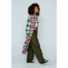 NastyGal Contrast Check Maxi Shirt Jacket For Female