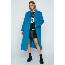 NastyGal Premium Masculine Brushed Wool Coat For Female