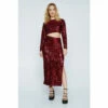 NastyGal Velvet Sequin Long Sleeve Cut Out Maxi Dress For Female