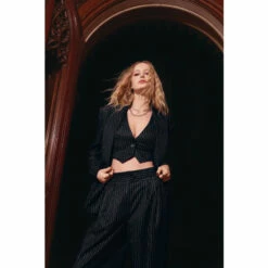 NastyGal Metallic Pinstripe Double Breasted Blazer For Female