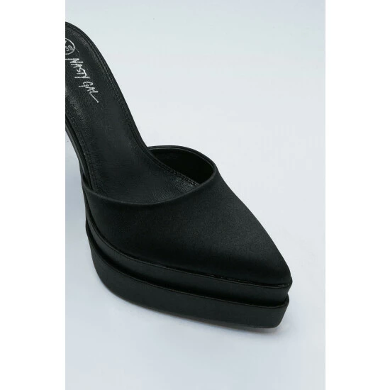 NastyGal Satin Embellished Platform Point Toe Heel For Female - Image 4