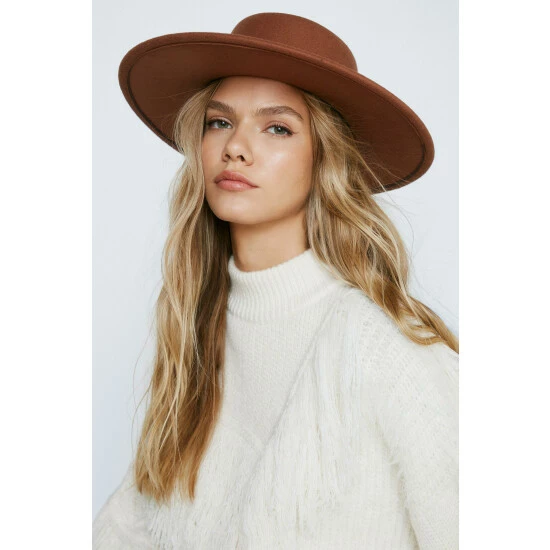 NastyGal Faux Leather Trim Fedora Hat For Female - Image 2