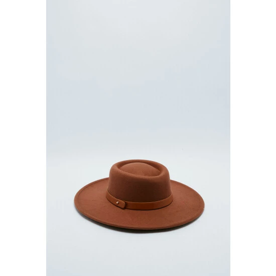 NastyGal Faux Leather Trim Fedora Hat For Female - Image 3