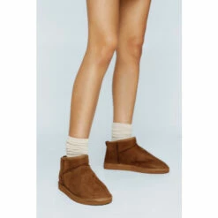 NastyGal Faux Suede Ankle Slipper Boot For Female