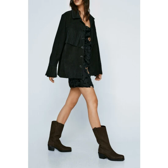 NastyGal Real Leather Square Toe Western Boot For Female - Image 2