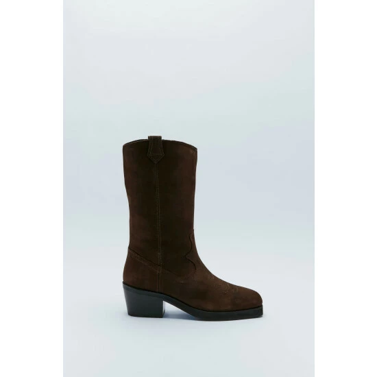 NastyGal Real Leather Square Toe Western Boot For Female - Image 3