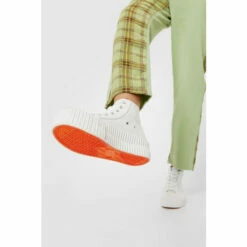 NastyGal Ribbed Faux Leather Hi Top Flatform Sneakers For Female