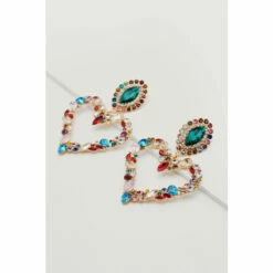 NastyGal Statement Diamante Stone Heart Earrings For Female