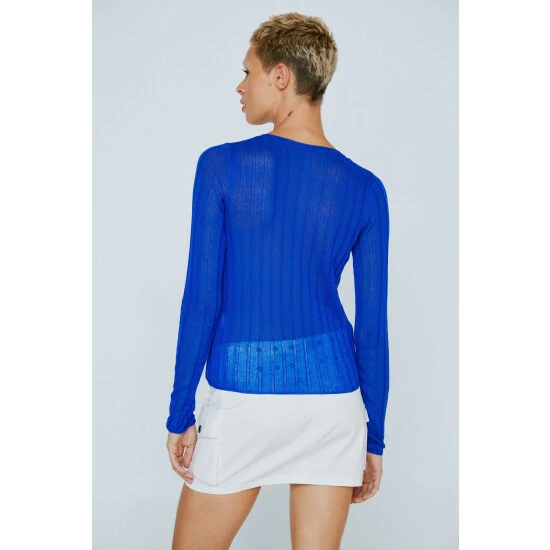 NastyGal Premium Button Front Sheer Cardigan For Female - Image 4