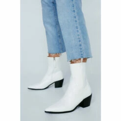 NastyGal Faux Leather Western Ankle Boot For Female