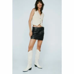 NastyGal Knee High Faux Suede Western Boots For Female
