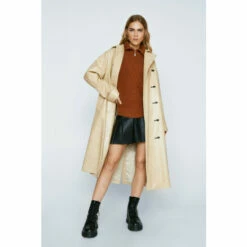 NastyGal Premium Toggle Detail Faux Leather Vinyl Coat For Female