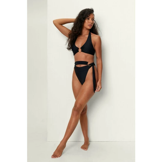 NastyGal Recycled Ring Halter Belted Bikini Set For Female - Image 2