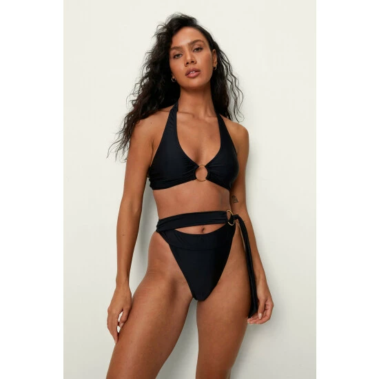 NastyGal Recycled Ring Halter Belted Bikini Set For Female - Image 4