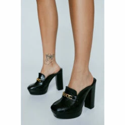 NastyGal Faux Croc Chain Platform Mules For Female