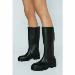 NastyGal Rubberised Knee High Chunky Wellies For Female