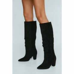 NastyGal Faux Suede Tassel Knee High Western Boot For Female