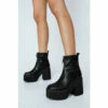NastyGal Faux Leather Zip Front Platform Ankle Boot For Female