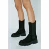 NastyGal Real Leather Chunky Longline Chelsea Boot For Female