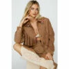 NastyGal Suede Fringed Embroidered Jacket For Female