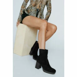 NastyGal Suede Platform Ankle Boots For Female