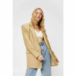 NastyGal Shoulder Padded Boxy Double Breasted Blazer For Female