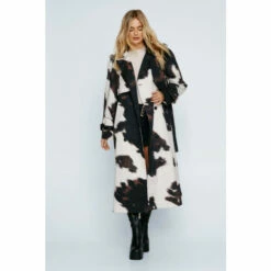 NastyGal Premium Cow Print Trench Coat For Female