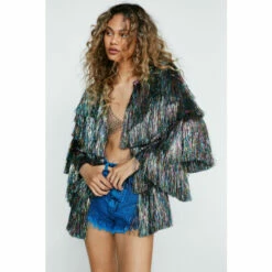 NastyGal Party Crasher Multi Tinsel Jacket For Female