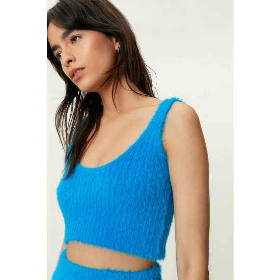 NastyGal Cropped Knit Fluffy Bralette For Female - Image 3