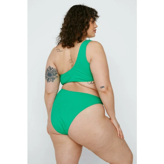 NastyGal Plus Size Recycled Ribbed Bikini Bottoms For Female - Image 3