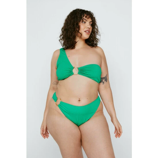 NastyGal Plus Size Recycled Ribbed Bikini Bottoms For Female - Image 4