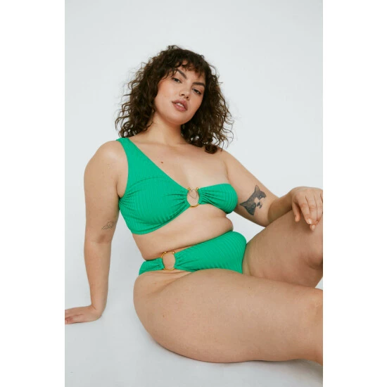 NastyGal Plus Size Recycled Ribbed Bikini Bottoms For Female - Image 5