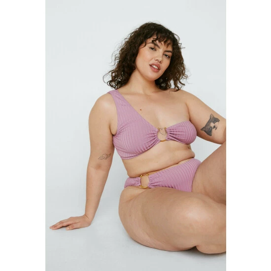 NastyGal Plus Size Recycled Ribbed Bikini Bottoms For Female - Image 6