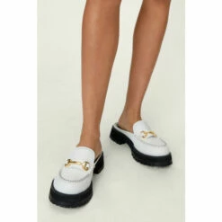 NastyGal Leather Chunky Backless Loafers For Female