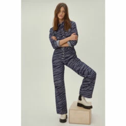 NastyGal Zebra Print Denim Boilersuit For Female