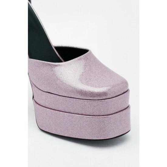 NastyGal Glitter Patent Double Platform Heels For Female - Image 4