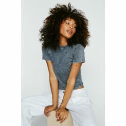 NastyGal Acid Wash Fitted T-shirt For Female