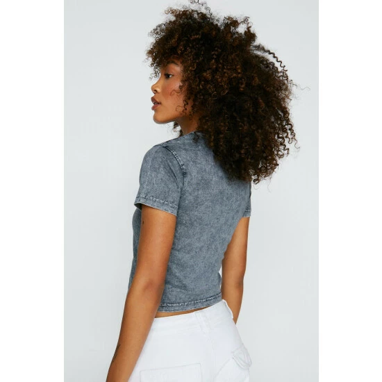 NastyGal Acid Wash Fitted T-shirt For Female - Image 4