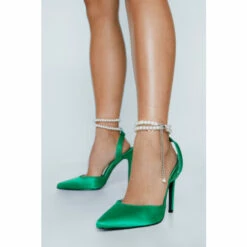 NastyGal Satin Pearl Trim Court Heel For Female