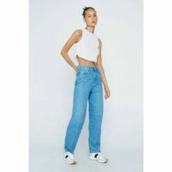 NastyGal Petite High Waisted Boyfriend Denim Jeans For Female