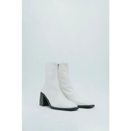 NastyGal Faux Leather Square Toe Ankle Sock Boots For Female - Image 4