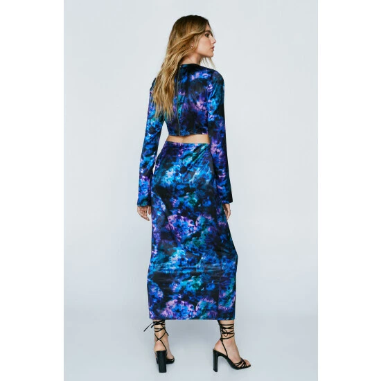 NastyGal Satin Dye Print Column Dress For Female - Image 4