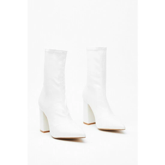 NastyGal Ridin' High Faux Leather Sock Boots For Female - Image 3